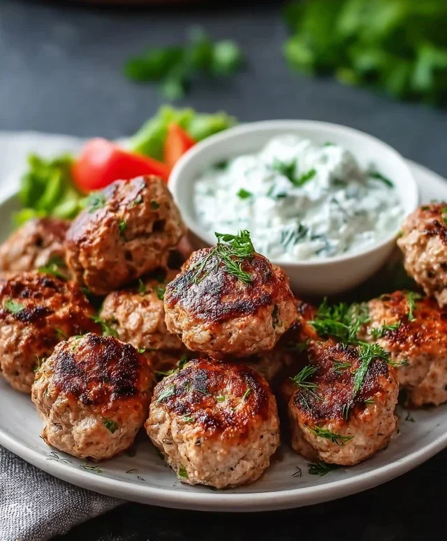 Greek Turkey Meatballs with Tzatziki