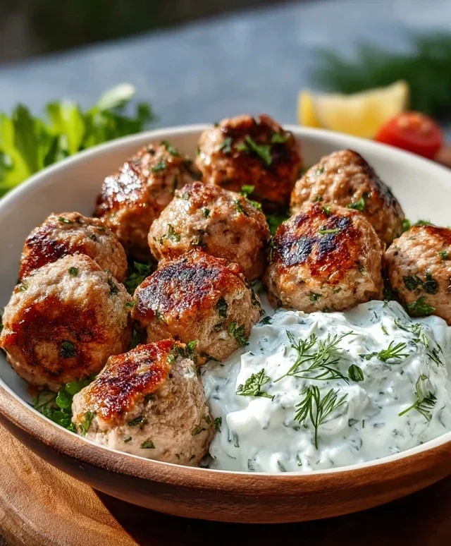 Greek Turkey Meatballs with Tzatziki