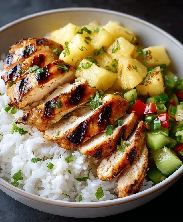 Grilled Chicken and Pineapple Bowls with Coconut Rice