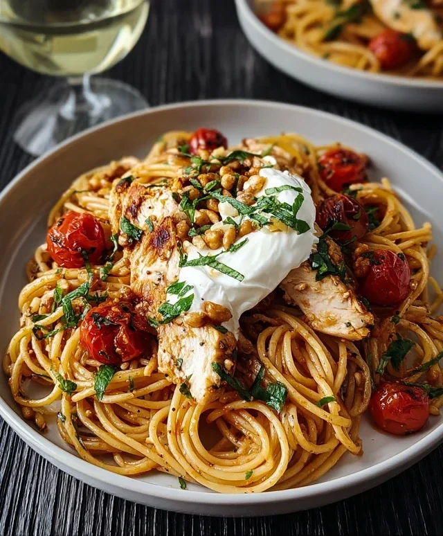 Chicken Spaghetti with Burrata