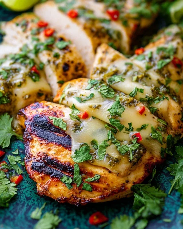 Grilled Salsa Verde Chicken with Pepper Jack