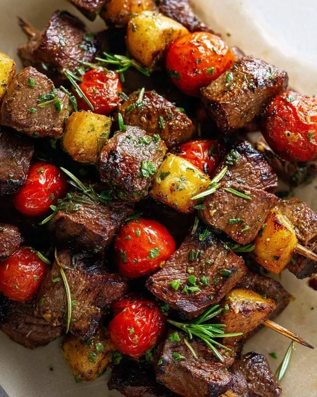 Rosemary Garlic Steak Kebabs