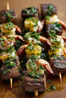 Surf and Turf Kabobs with Chimichurri Sauce