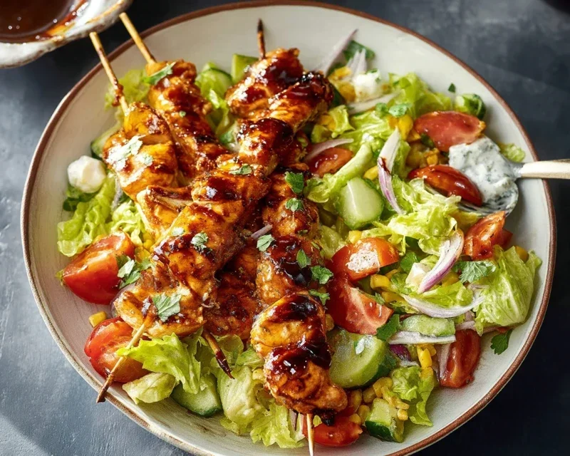 BBQ Chicken Skewer Salad