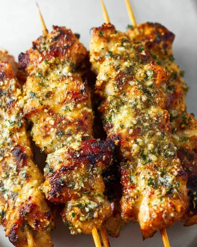 Garlic Parmesan Chicken Skewers