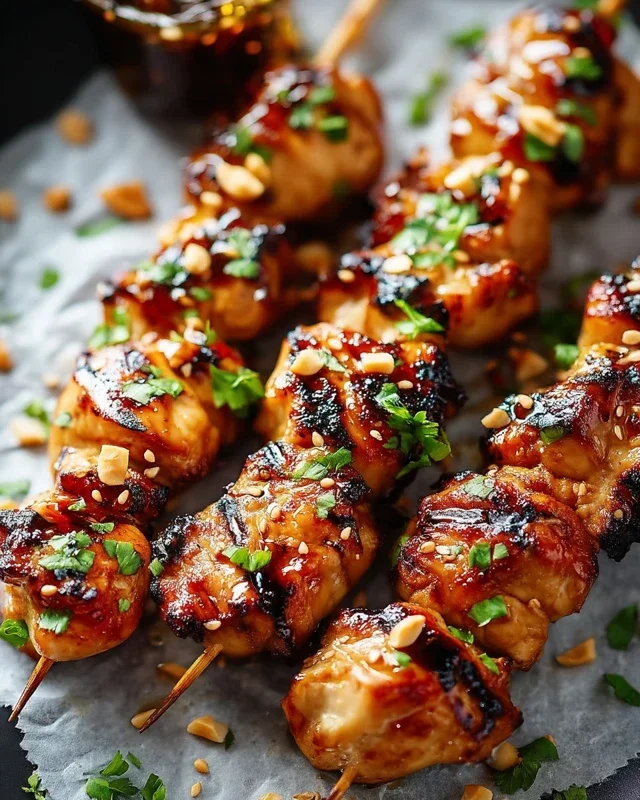 Easy Grilled Asian Chicken Skewers with Honey Garlic Sauce