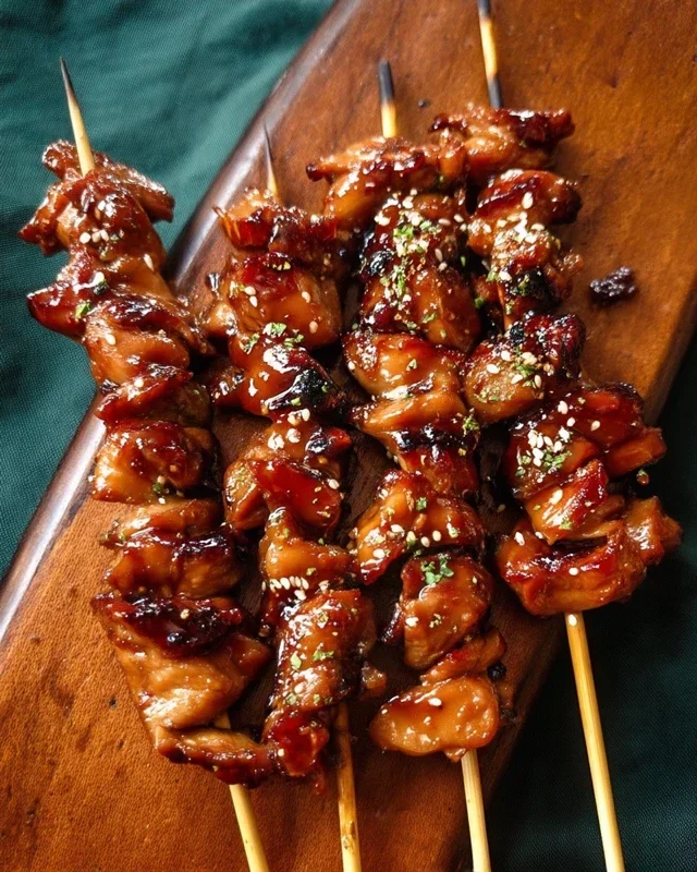 Sticky Bourbon Extract Extract Chicken Skewers