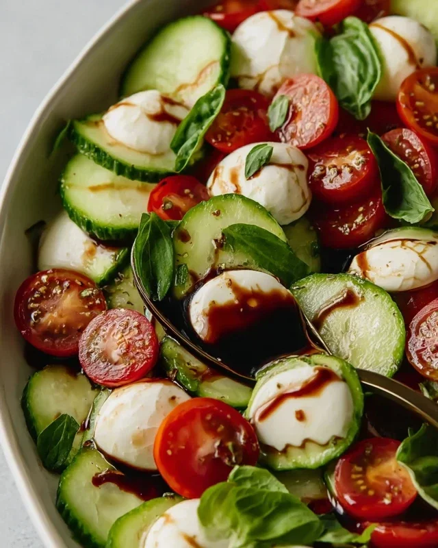 Fresh Cucumber Caprese Salad