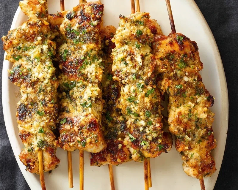 Garlic Parmesan Chicken Skewers