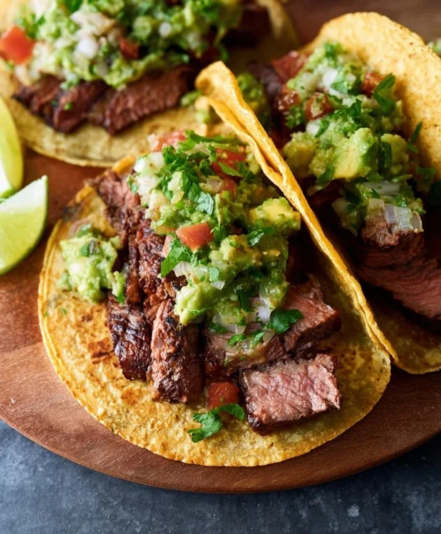 Grilled Steak Tacos with Avocado Salsa