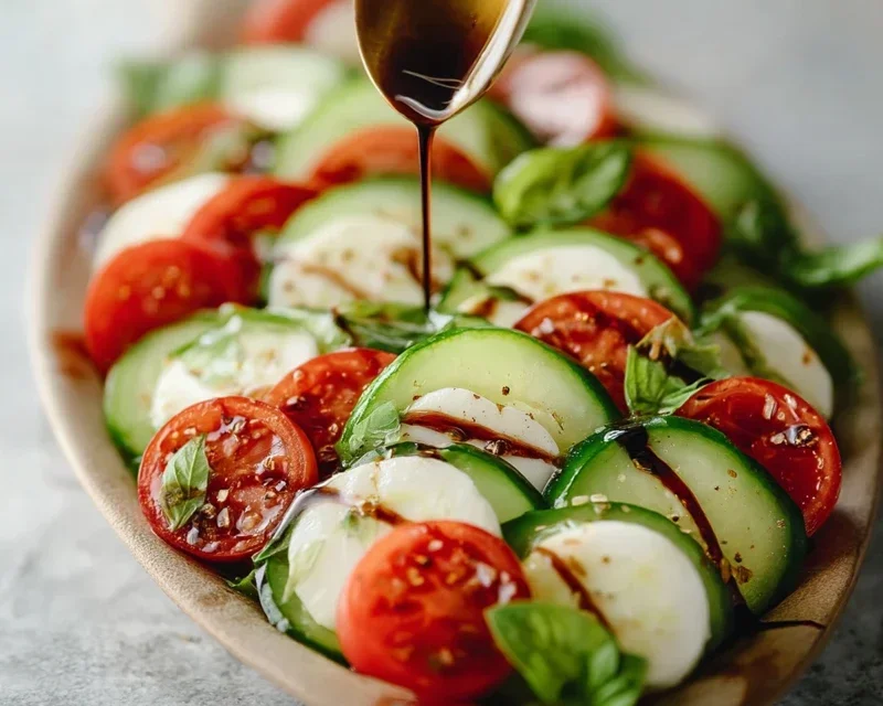 Fresh Cucumber Caprese Salad