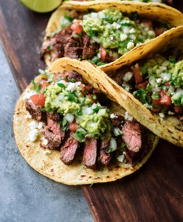 Grilled Steak Tacos with Avocado Salsa