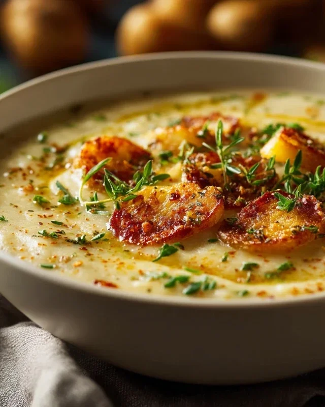 Hearty Cheddar Garlic Herb Potato Soup Recipe