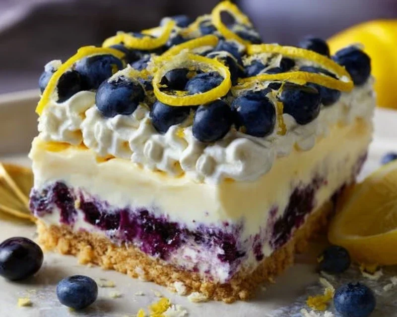 No-Bake Lemon dazzling Blueberry cream Cake