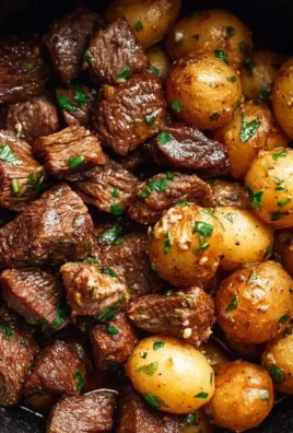 Slow Cooker Garlic Butter Beef Bites with Potatoes