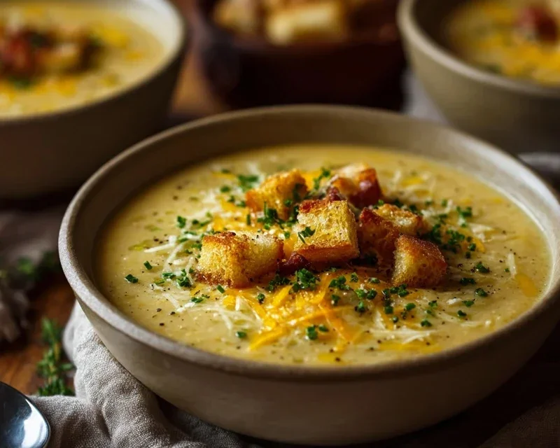 Hearty Cheddar Garlic Herb Potato Soup Recipe