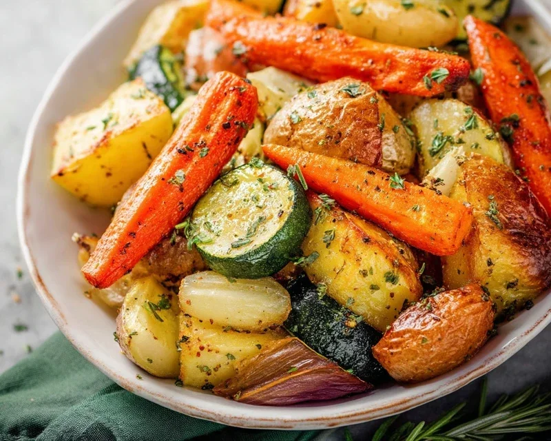 Garlic Herb Roasted Potatoes Carrots and Zucchini