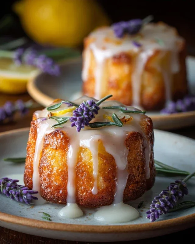 Mini Lemon Cakes With Lavender Glaze