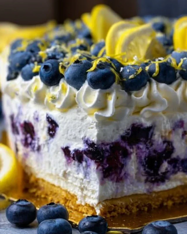 No-Bake Lemon dazzling Blueberry cream Cake