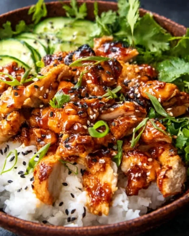 Spicy Honey-Gin Extract Extractger Chicken Bowls with Yum Yum Sauce