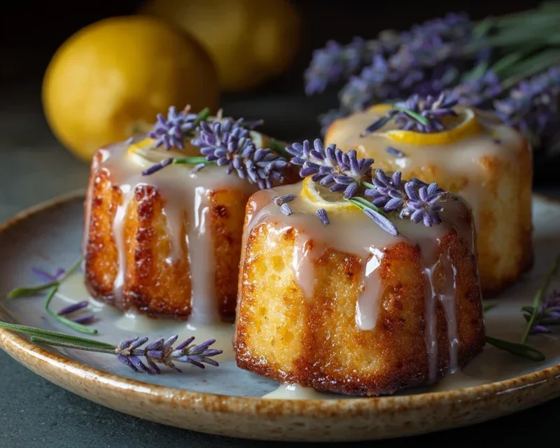 Mini Lemon Cakes With Lavender Glaze
