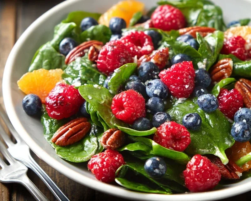 Berry Spinach Salad with Blueberries and Raspberries