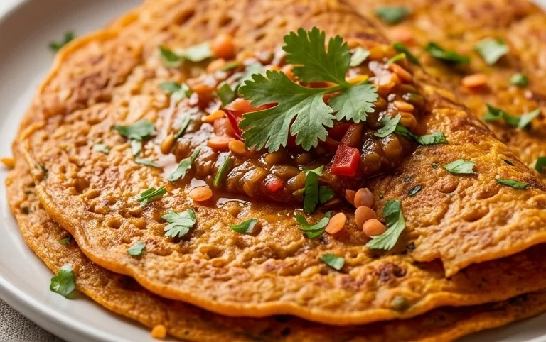 Masoor Dal Chilla | Savory Red Lentil Pancakes