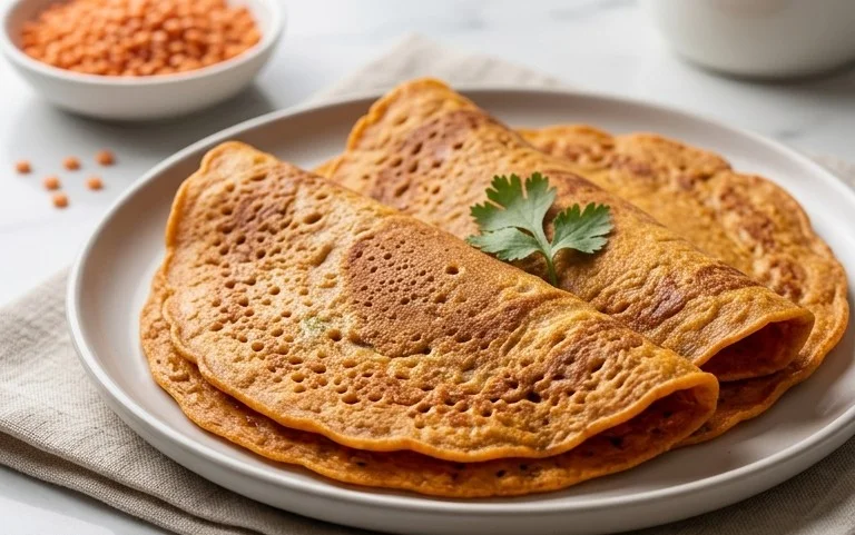 Masoor Dal Chilla | Savory Red Lentil Pancakes