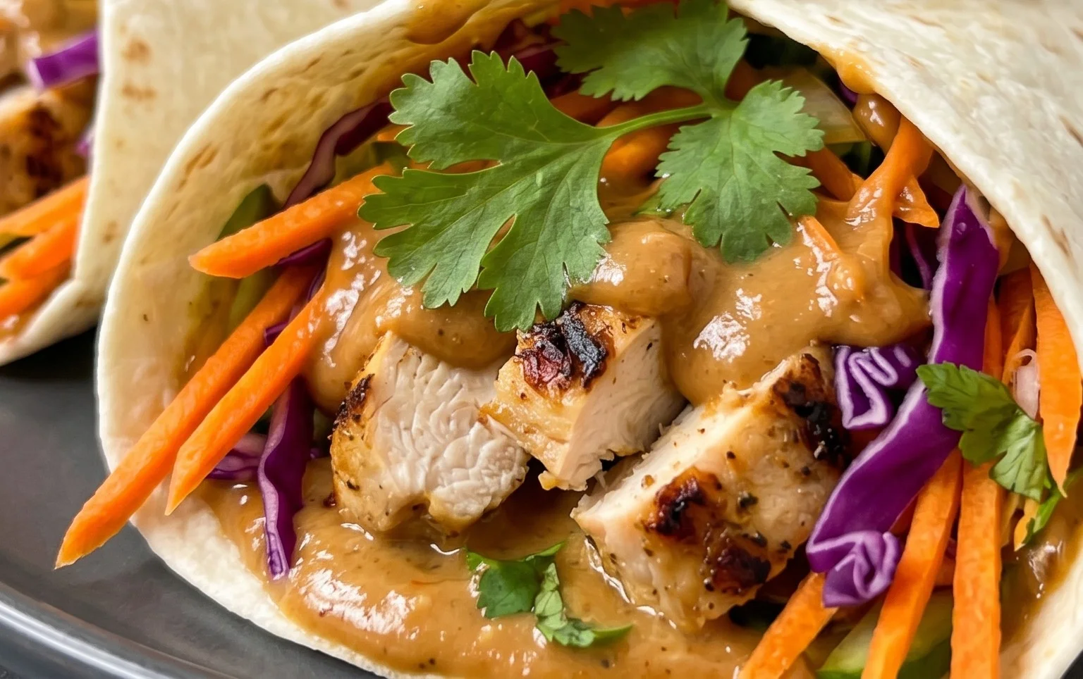 Thai Peanut Chicken Wraps