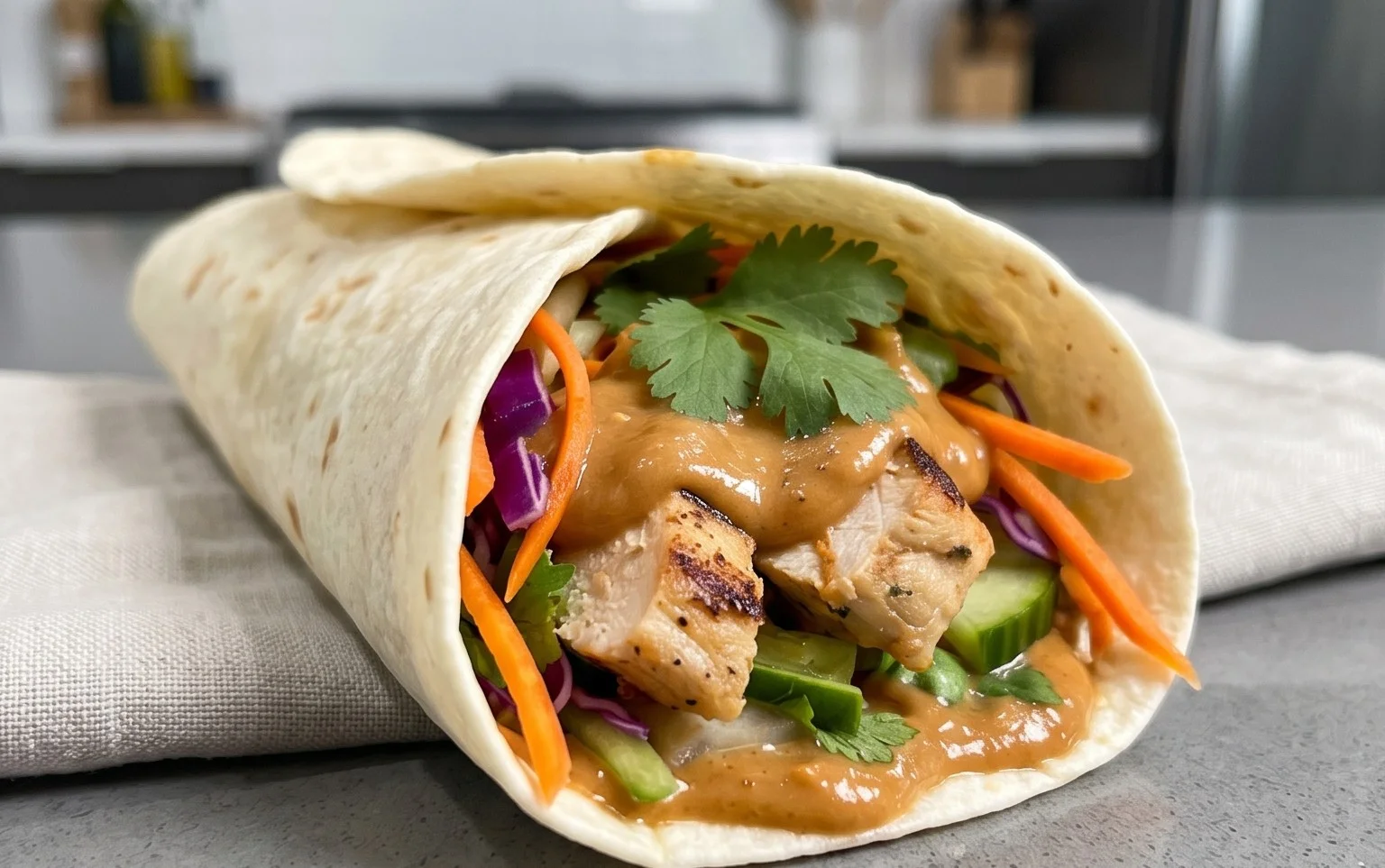 Thai Peanut Chicken Wraps