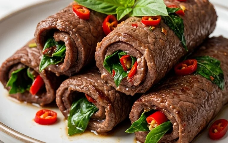 Thai Basil Beef Rolls