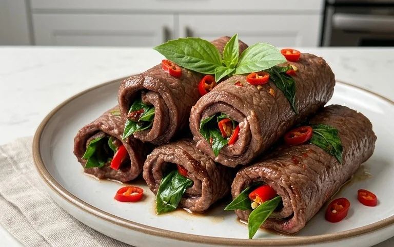 Thai Basil Beef Rolls