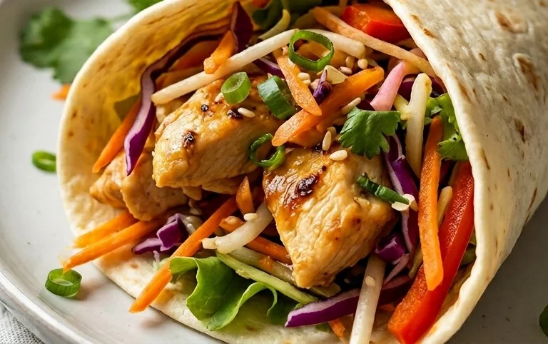 Thai Chicken Wrap with Crunchy Asian Slaw