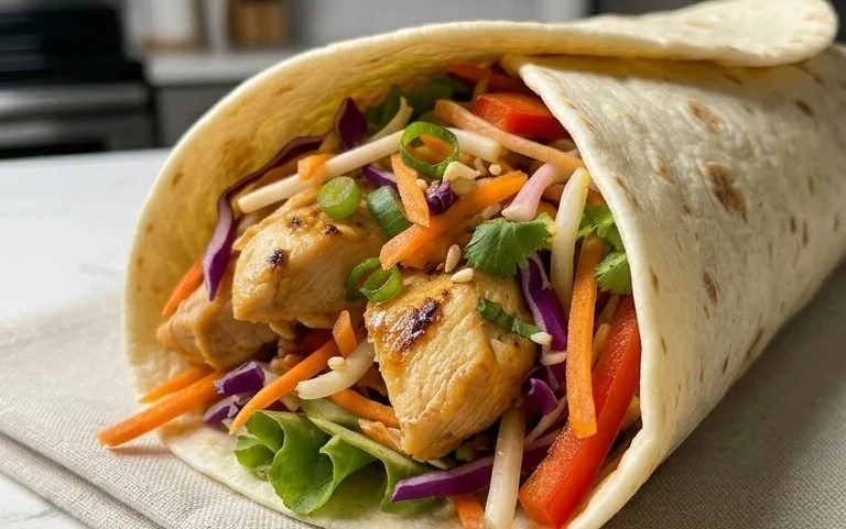 Thai Chicken Wrap with Crunchy Asian Slaw