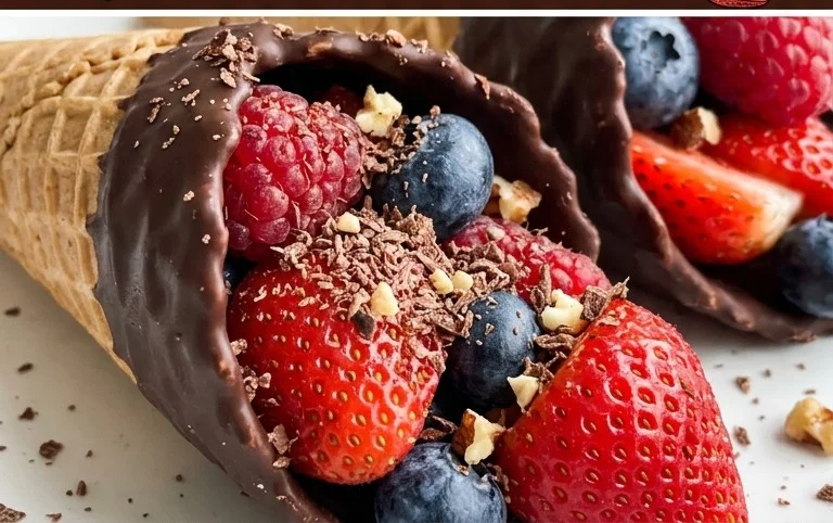Chocolate Dipped Fruit Filled Cones