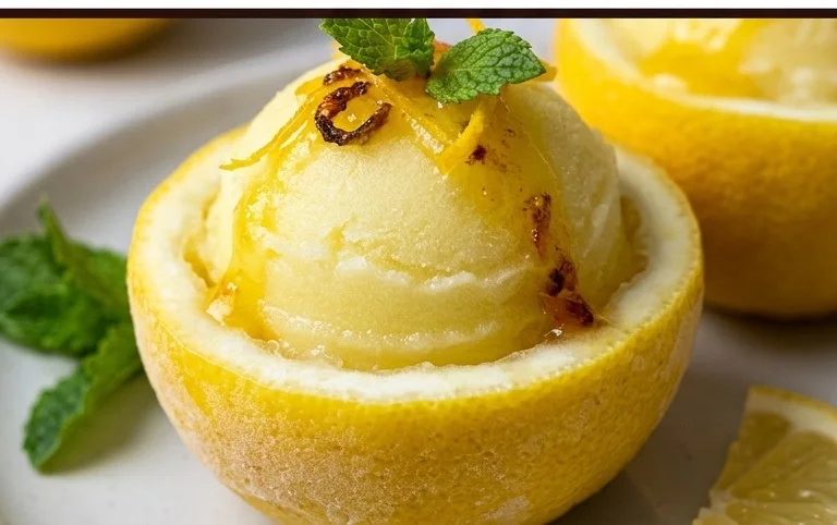 Sorbetto di Limone Dressed Up in a Frozen Lemon Shell