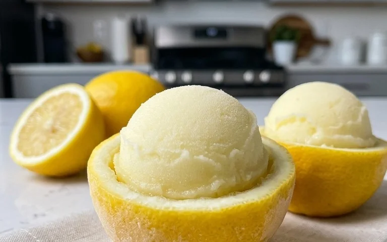Sorbetto di Limone Dressed Up in a Frozen Lemon Shell