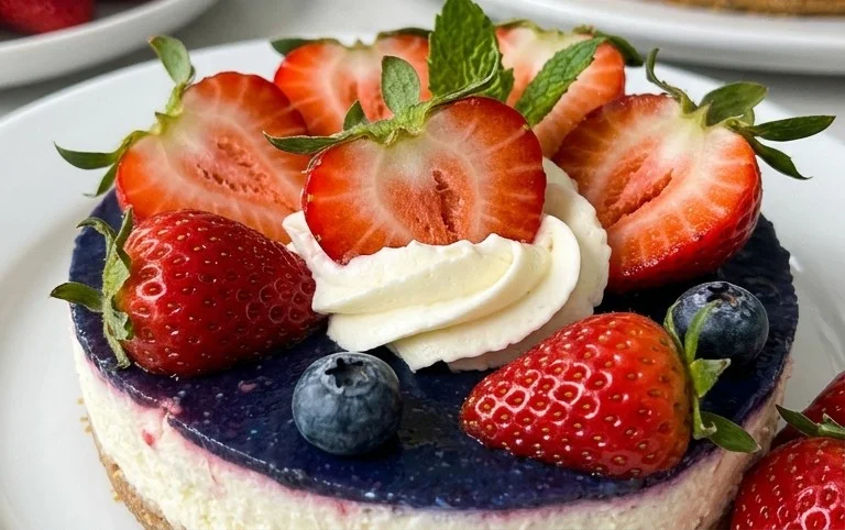 Red, White, and Blue Cheesecake Strawberries