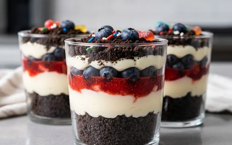 Red, White and Blue Dirt Cups