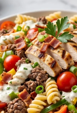 Chicken Beef Bacon Ranch Pasta Salad