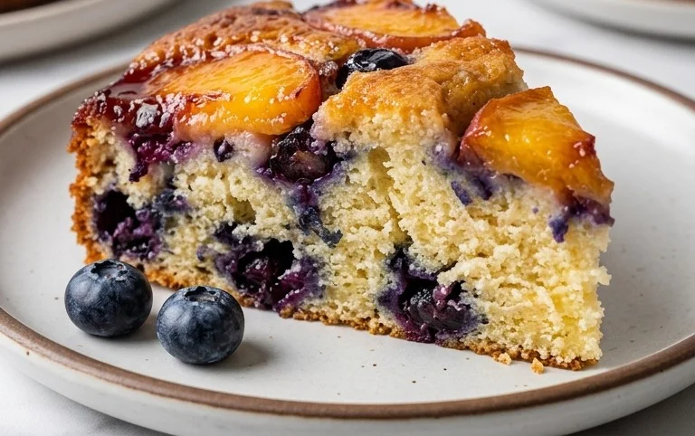 Peach and Blueberry Greek Yogurt Cake