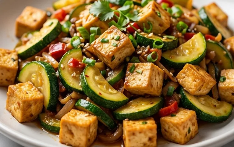 Zucchini Stir Fry With Tofu (Vegan)