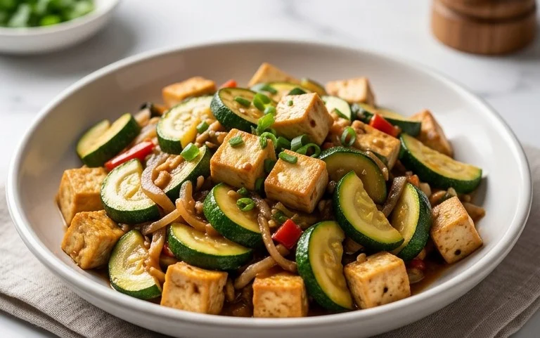 Zucchini Stir Fry With Tofu (Vegan)
