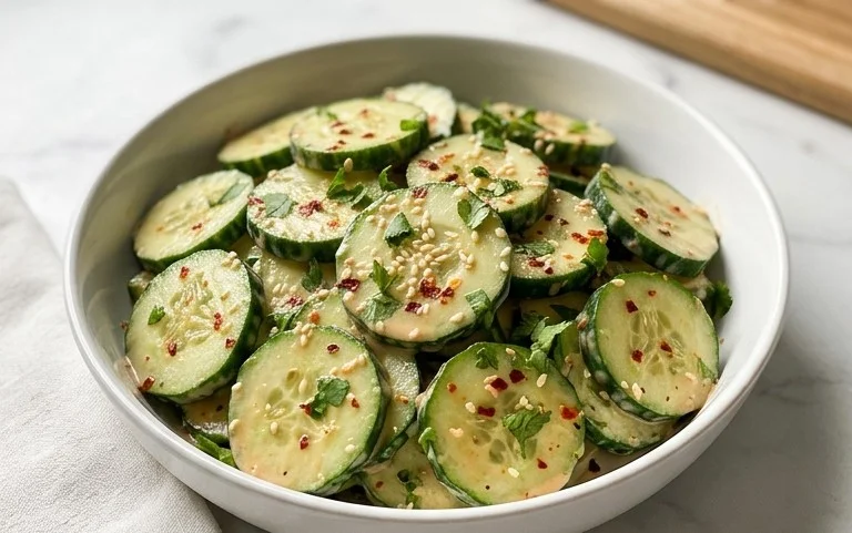 Creamy Asian Cucumber Salad Bowl